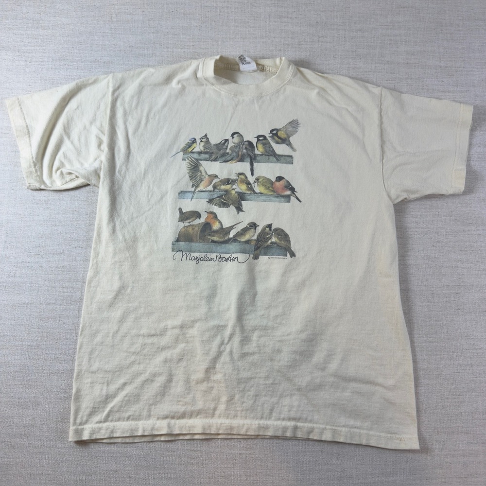 Vintage 1994 Marjolein Bastin Hallmark Bird Graphic T-Shirt Cream XL Made in USA